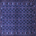 Square Machine Washable Persian Blue Traditional Rug, wshtr2033blu