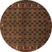 Round Machine Washable Persian Brown Traditional Rug, wshtr2033brn