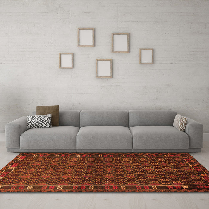 Machine Washable Persian Orange Traditional Area Rugs in a Living Room, wshtr2033org