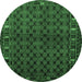 Round Machine Washable Persian Emerald Green Traditional Area Rugs, wshtr2033emgrn