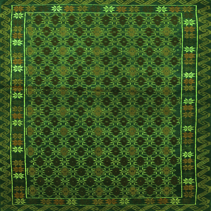 Round Machine Washable Persian Green Traditional Area Rugs, wshtr2033grn