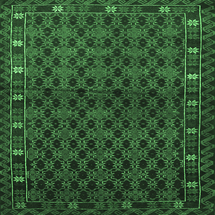 Square Persian Emerald Green Traditional Rug, tr2033emgrn