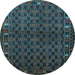 Round Machine Washable Persian Light Blue Traditional Rug, wshtr2033lblu