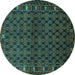 Round Machine Washable Persian Turquoise Traditional Area Rugs, wshtr2033turq