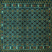 Square Machine Washable Persian Turquoise Traditional Area Rugs, wshtr2033turq