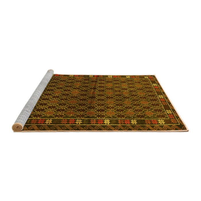 Sideview of Machine Washable Persian Yellow Traditional Rug, wshtr2033yw