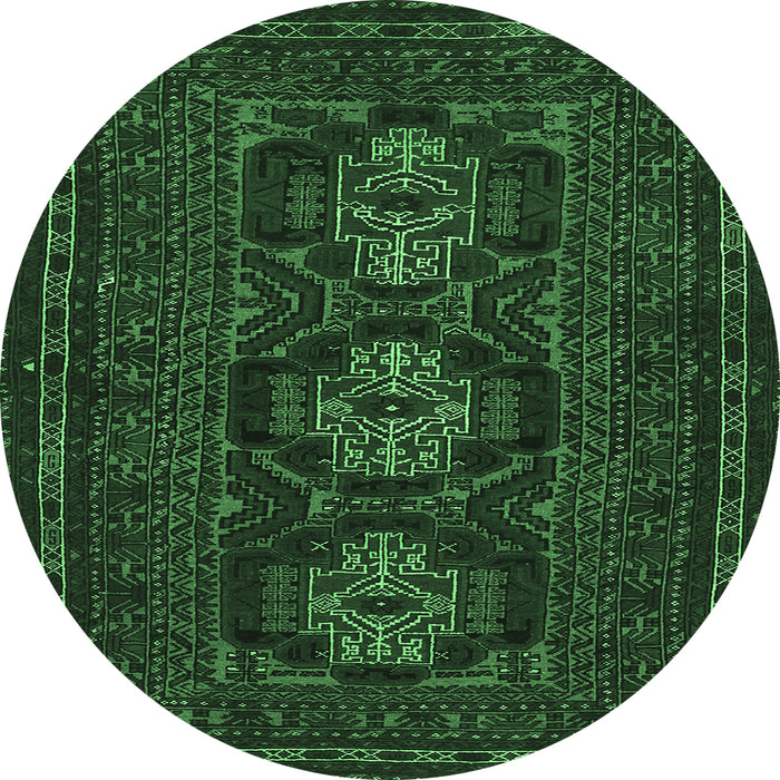 Round Persian Emerald Green Traditional Rug, tr2034emgrn