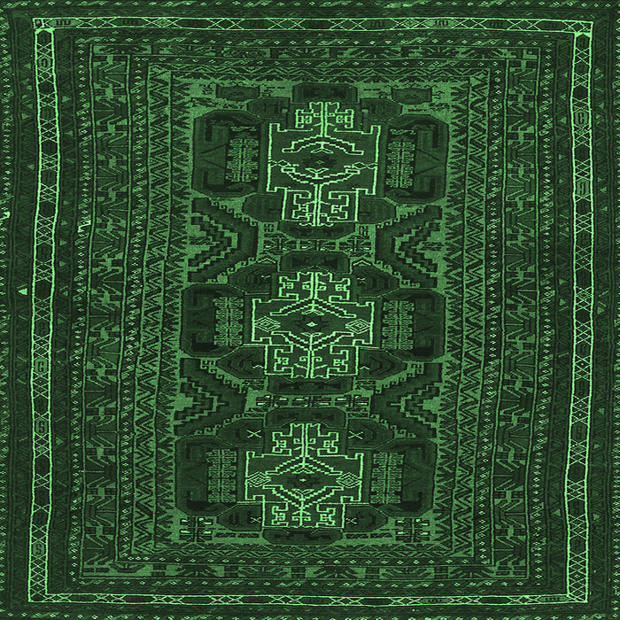 Square Machine Washable Persian Emerald Green Traditional Area Rugs, wshtr2034emgrn