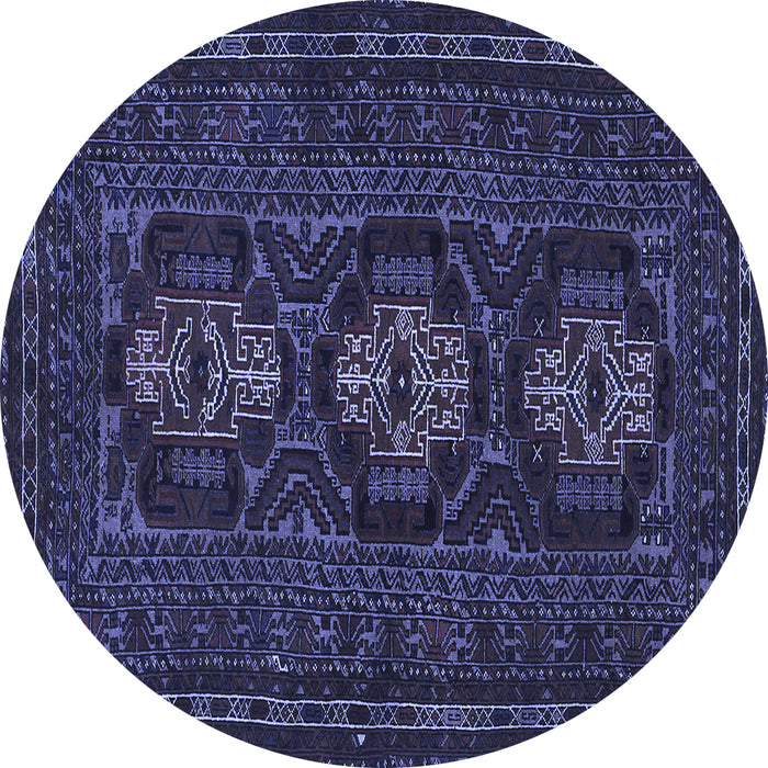 Round Persian Blue Traditional Rug, tr2034blu