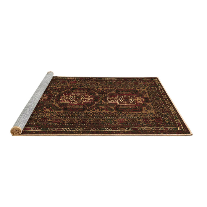 Sideview of Machine Washable Persian Brown Traditional Rug, wshtr2034brn