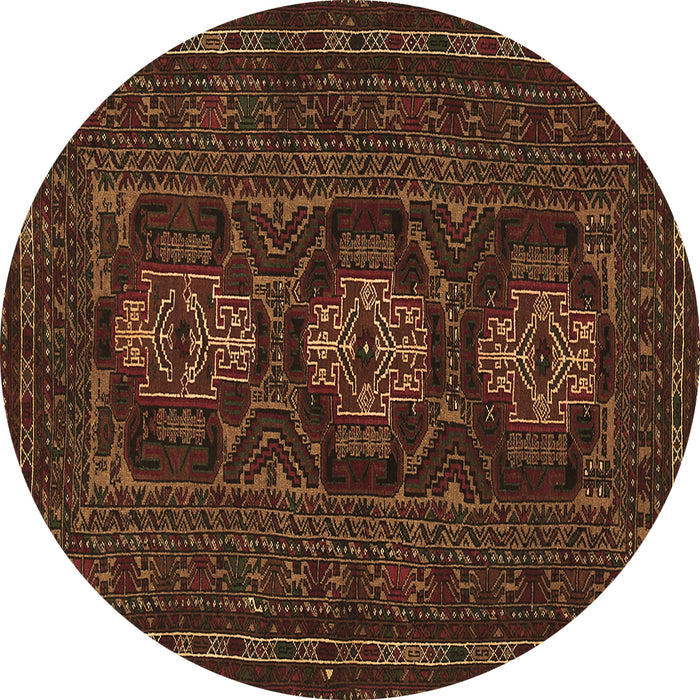 Round Persian Brown Traditional Rug, tr2034brn