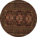 Round Persian Brown Traditional Rug, tr2034brn