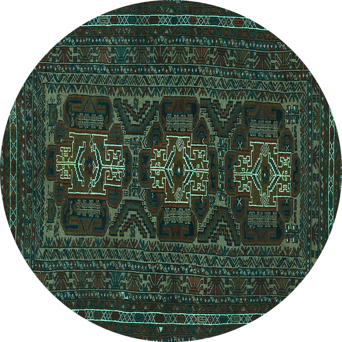 Round Machine Washable Persian Turquoise Traditional Area Rugs, wshtr2034turq