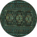 Round Machine Washable Persian Turquoise Traditional Area Rugs, wshtr2034turq