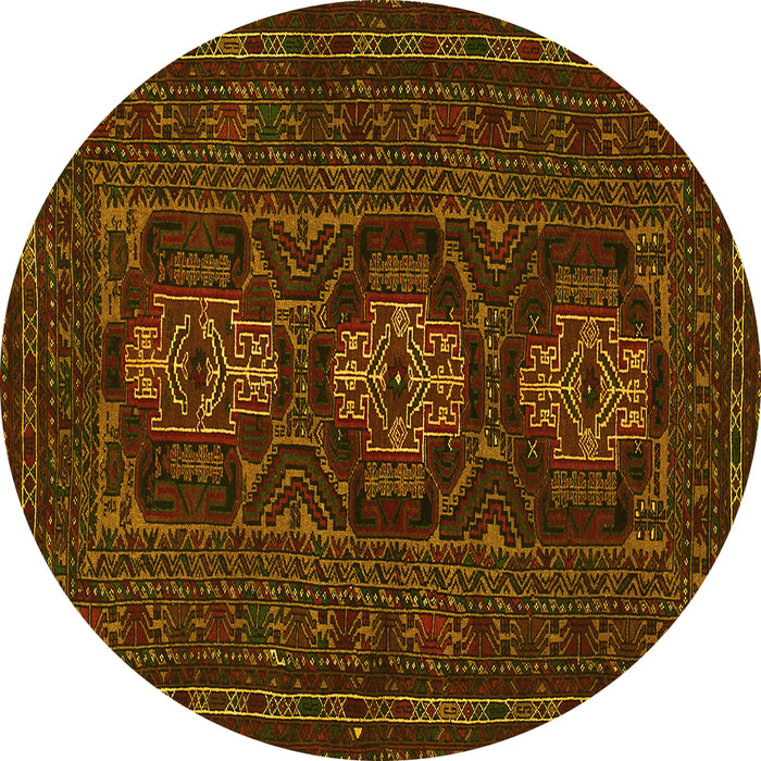 Round Persian Yellow Traditional Rug, tr2034yw