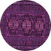 Round Machine Washable Persian Purple Traditional Area Rugs, wshtr2034pur