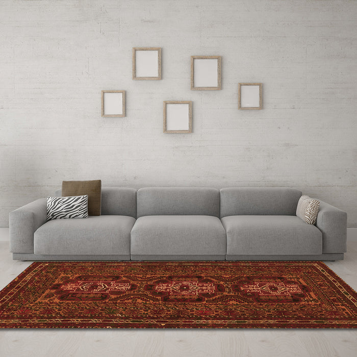 Machine Washable Persian Orange Traditional Area Rugs in a Living Room, wshtr2034org