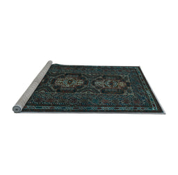 Sideview of Machine Washable Persian Light Blue Traditional Rug, wshtr2034lblu