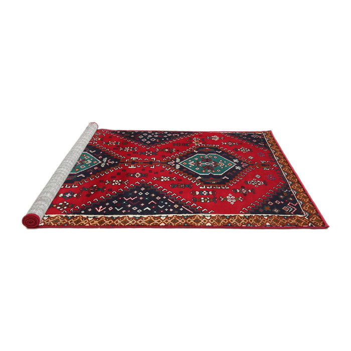 Sideview of Machine Washable Traditional Red Rug, wshtr2035