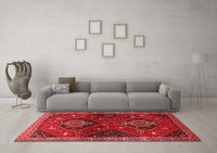 Machine Washable Persian Red Traditional Rug, wshtr2035red