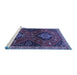 Sideview of Machine Washable Persian Blue Traditional Rug, wshtr2035blu