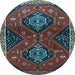 Round Persian Light Blue Traditional Rug, tr2035lblu