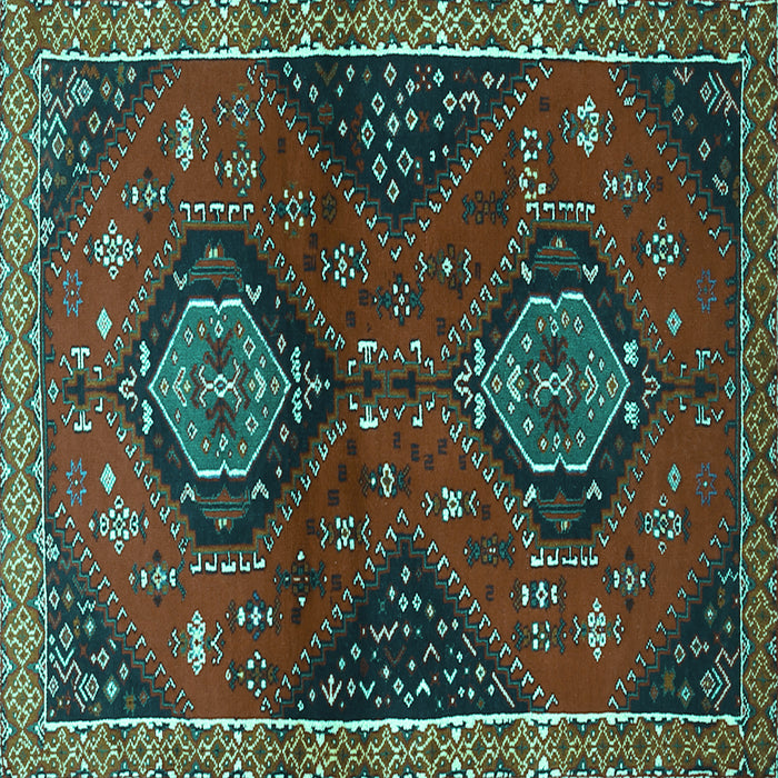 Square Machine Washable Persian Turquoise Traditional Area Rugs, wshtr2035turq