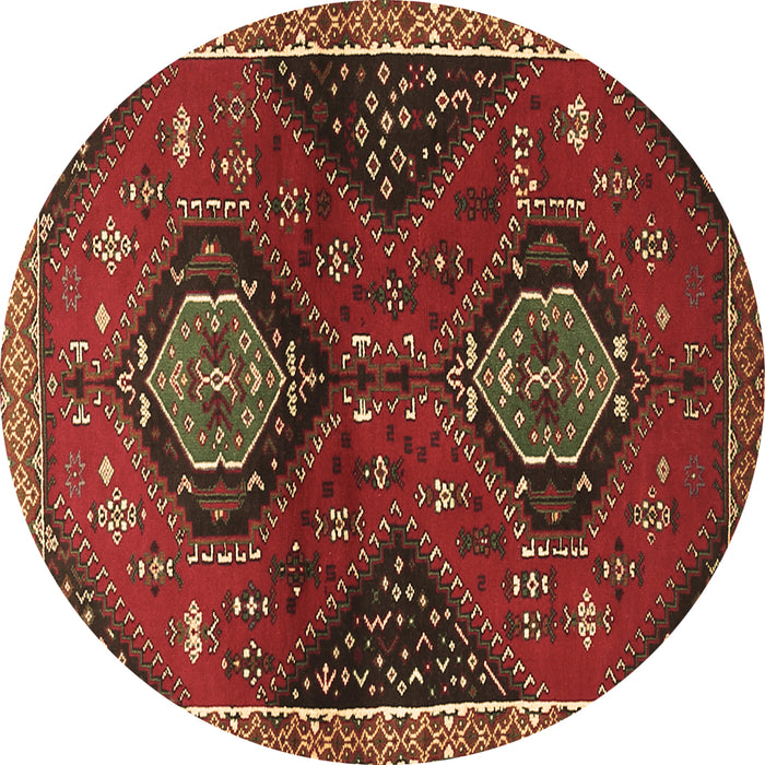 Round Persian Brown Traditional Rug, tr2035brn