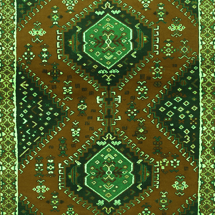 Serging Thickness of Machine Washable Persian Green Traditional Area Rugs, wshtr2035grn