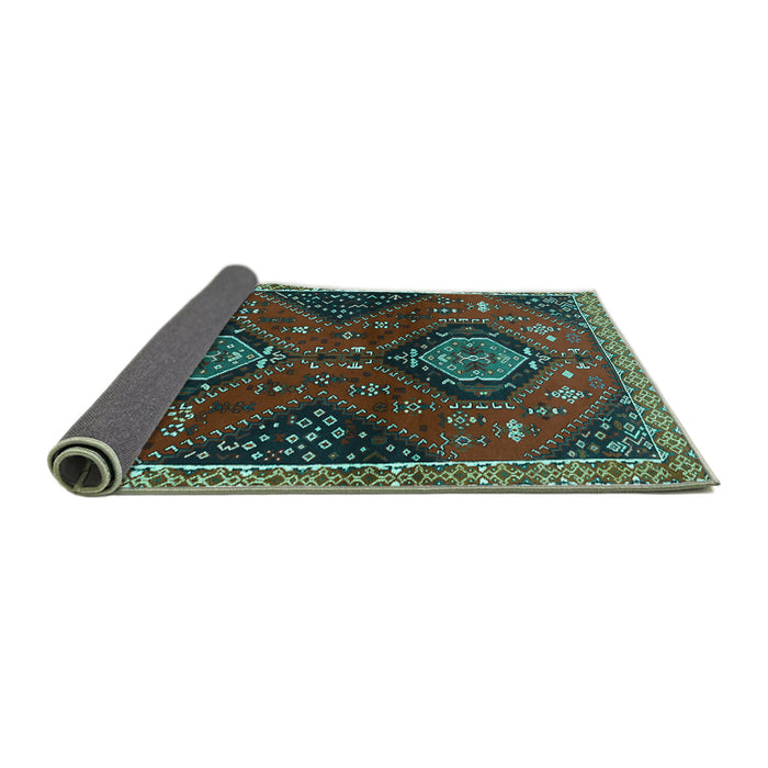 Sideview of Persian Turquoise Traditional Rug, tr2035turq