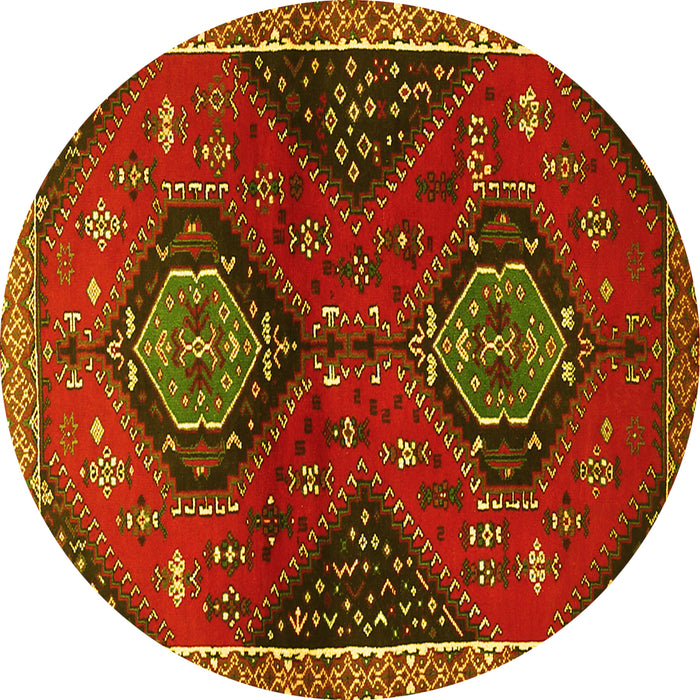 Round Persian Yellow Traditional Rug, tr2035yw