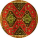 Round Persian Yellow Traditional Rug, tr2035yw