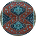 Round Machine Washable Persian Light Blue Traditional Rug, wshtr2035lblu