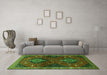 Machine Washable Persian Green Traditional Area Rugs in a Living Room,, wshtr2035grn