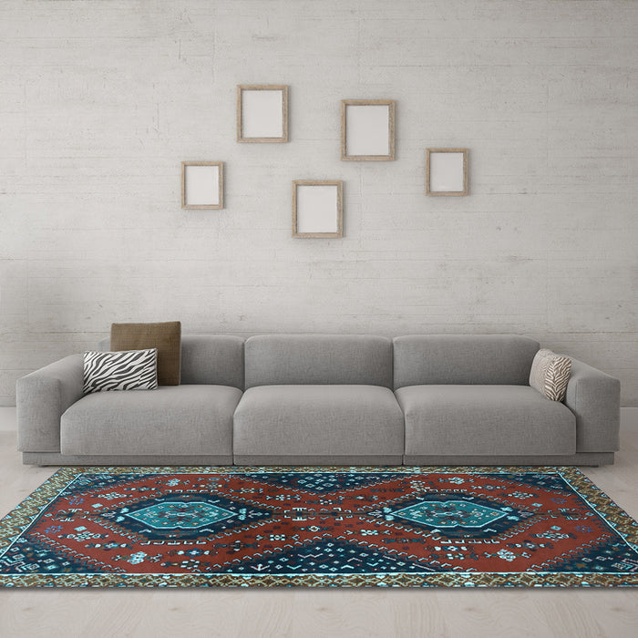 Machine Washable Persian Light Blue Traditional Rug in a Living Room, wshtr2035lblu