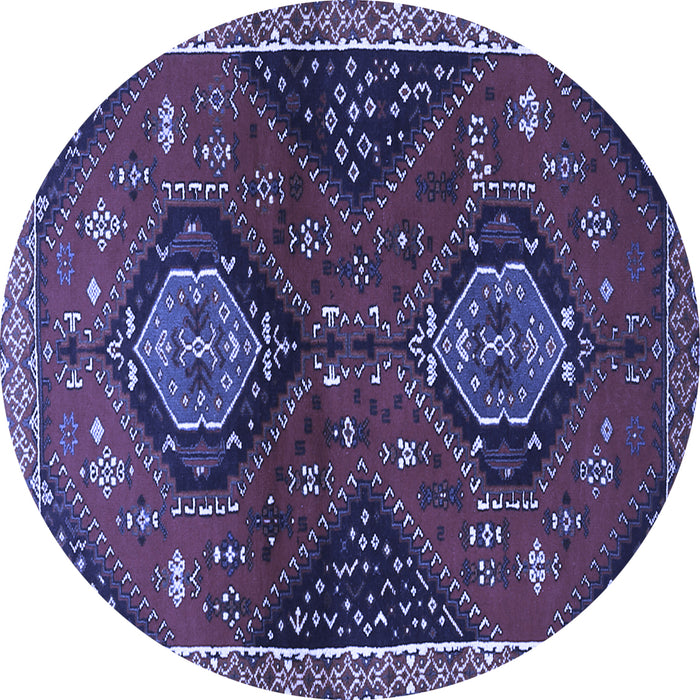 Round Persian Blue Traditional Rug, tr2035blu