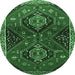 Round Persian Emerald Green Traditional Rug, tr2035emgrn