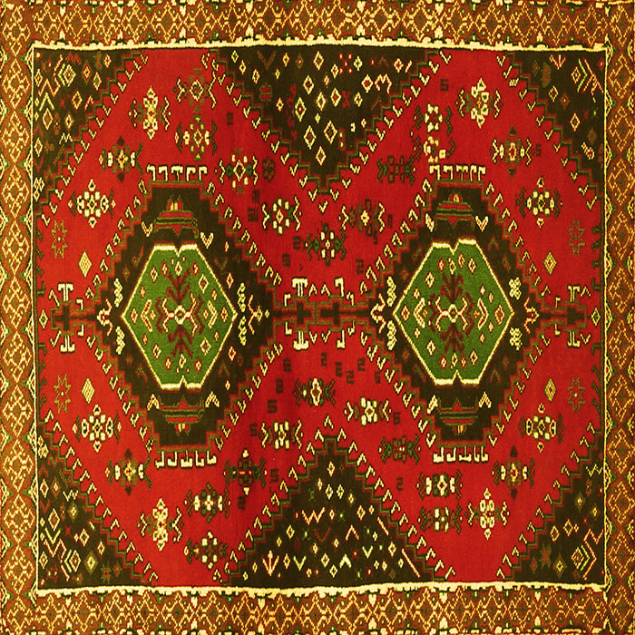 Square Persian Yellow Traditional Rug, tr2035yw