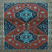 Square Machine Washable Persian Light Blue Traditional Rug, wshtr2035lblu