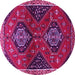 Round Persian Pink Traditional Rug, tr2035pnk