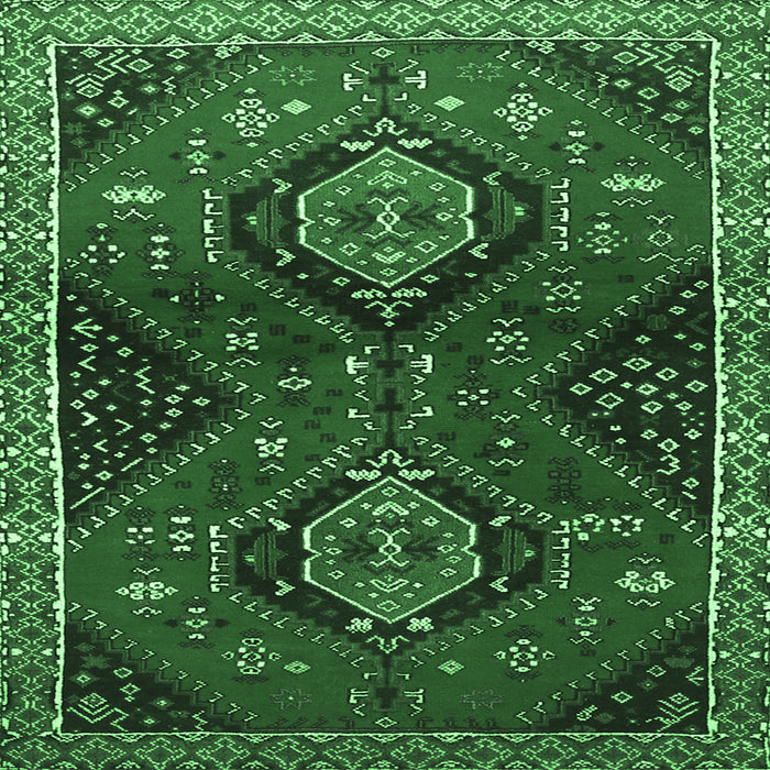 Square Machine Washable Persian Emerald Green Traditional Area Rugs, wshtr2035emgrn