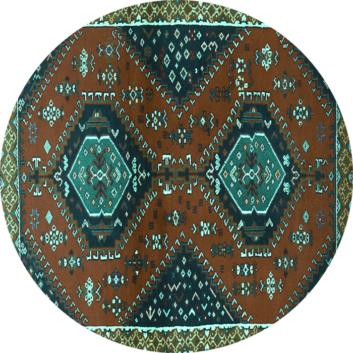 Round Persian Turquoise Traditional Rug, tr2035turq