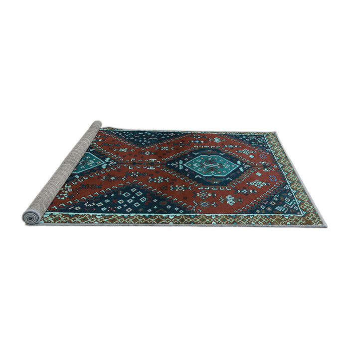 Sideview of Machine Washable Persian Light Blue Traditional Rug, wshtr2035lblu