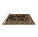 Sideview of Machine Washable Traditional Black Brown Rug, wshtr2036