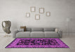 Machine Washable Persian Purple Traditional Area Rugs in a Living Room, wshtr2036pur