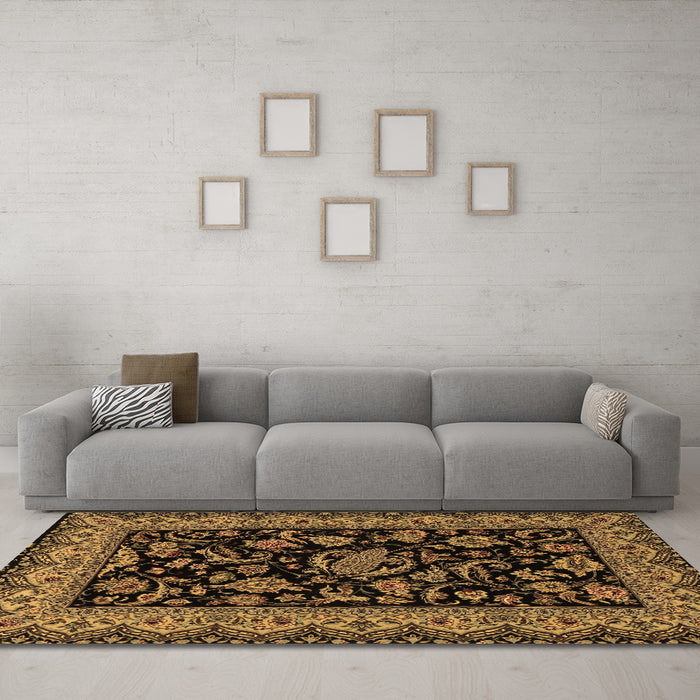 Machine Washable Persian Brown Traditional Rug in a Living Room,, wshtr2036brn