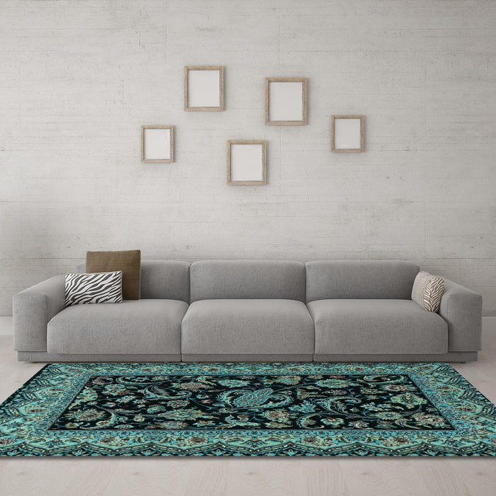 Machine Washable Persian Light Blue Traditional Rug in a Living Room, wshtr2036lblu