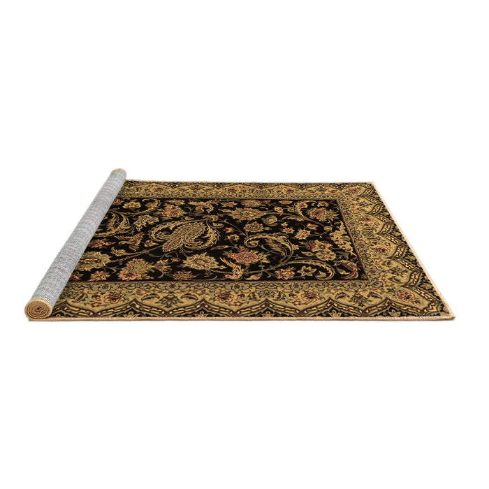 Sideview of Machine Washable Persian Brown Traditional Rug, wshtr2036brn