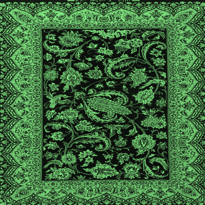 Square Persian Emerald Green Traditional Rug, tr2036emgrn