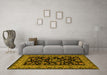 Machine Washable Persian Yellow Traditional Rug in a Living Room, wshtr2036yw